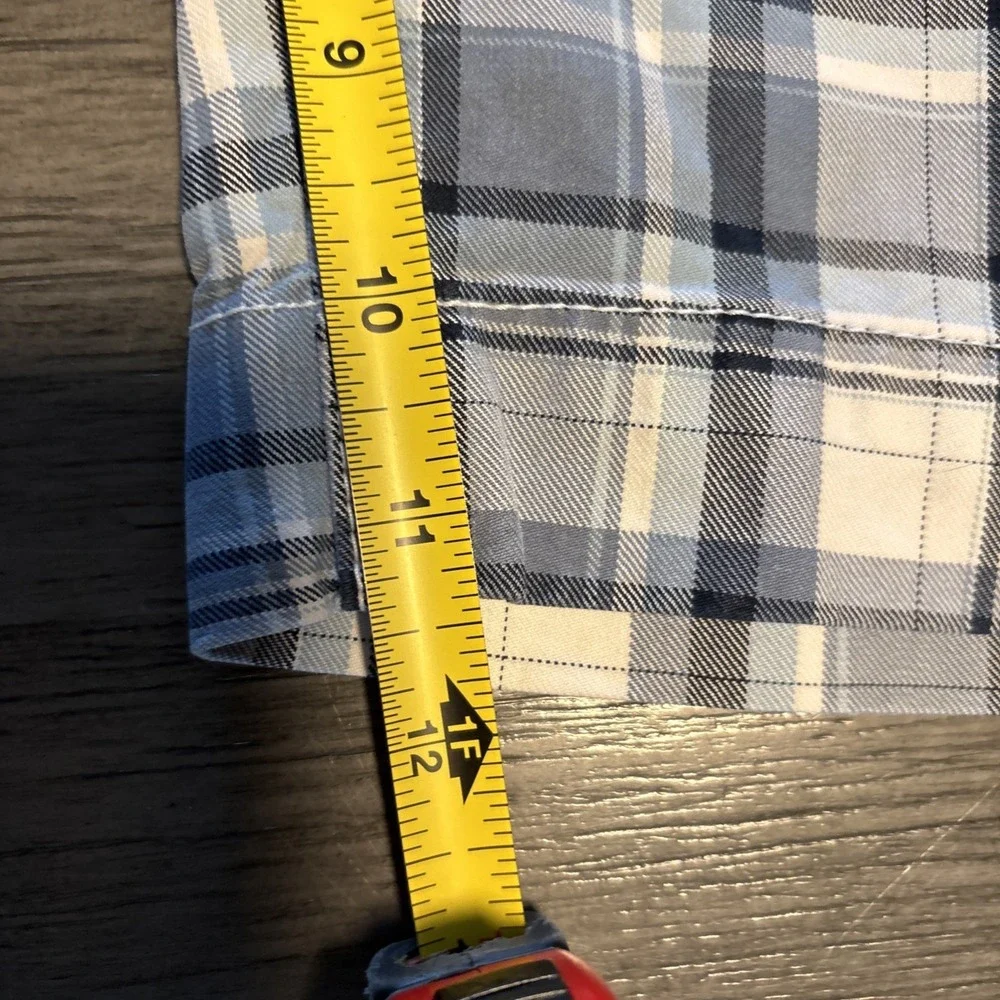 Old Navy cargo shorts men's 36x11 blue plaid HEAVY cotton‎ outdoor WAIST IS 38